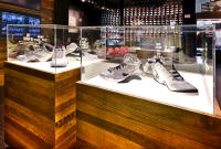 NIKE gallery in Harlem, NYC featuring NIKE products used by the professional basketball players.. cases built by Swift GC.
 - ©2025 Salem Krieger All Rights Reserved NYC Photographer
