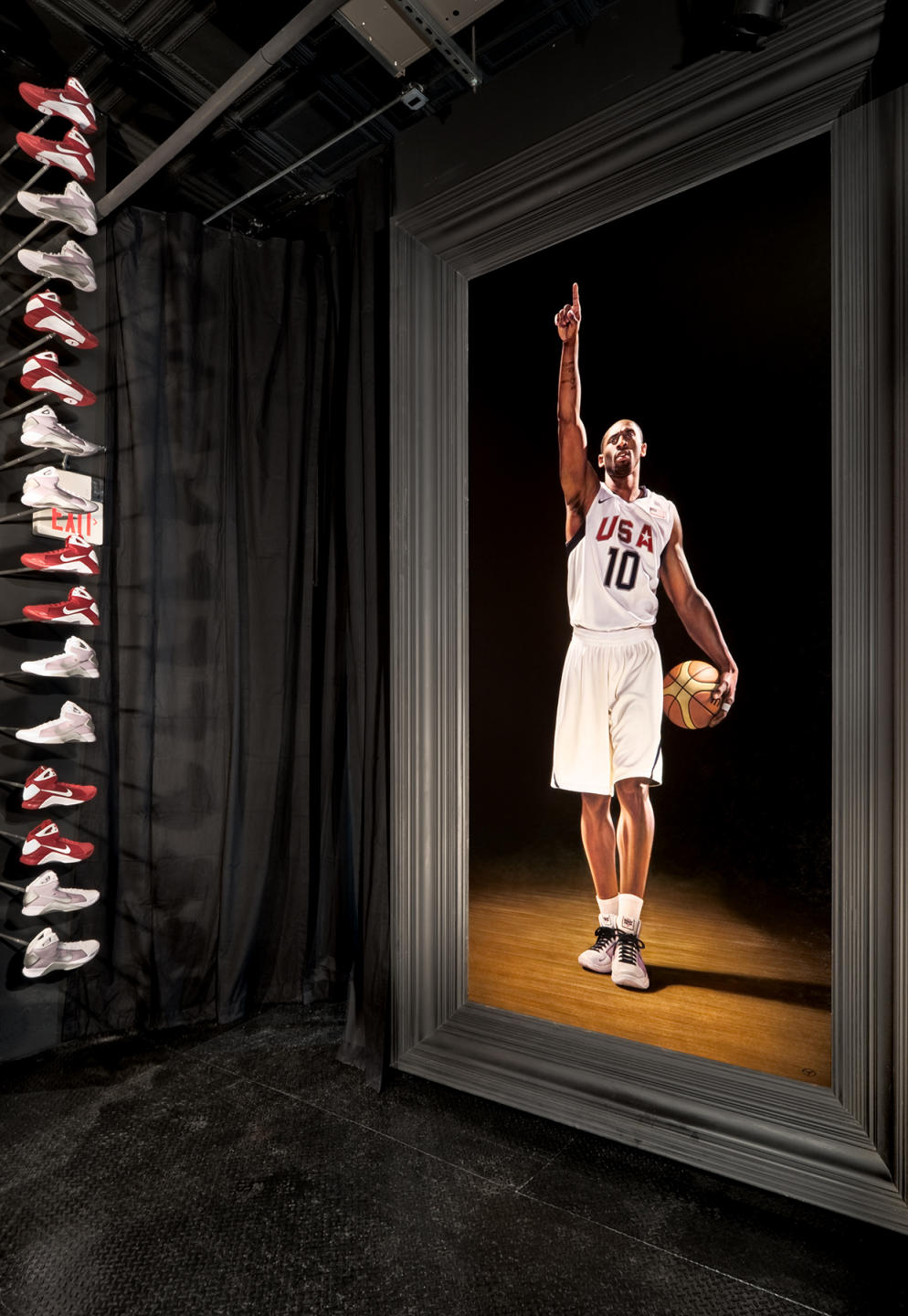 NIKE gallery in Harlem, NYC featuring NIKE products used by the professional basketball players..  : NIKE : New York NY Architectural Photographer | Interior and Exterior