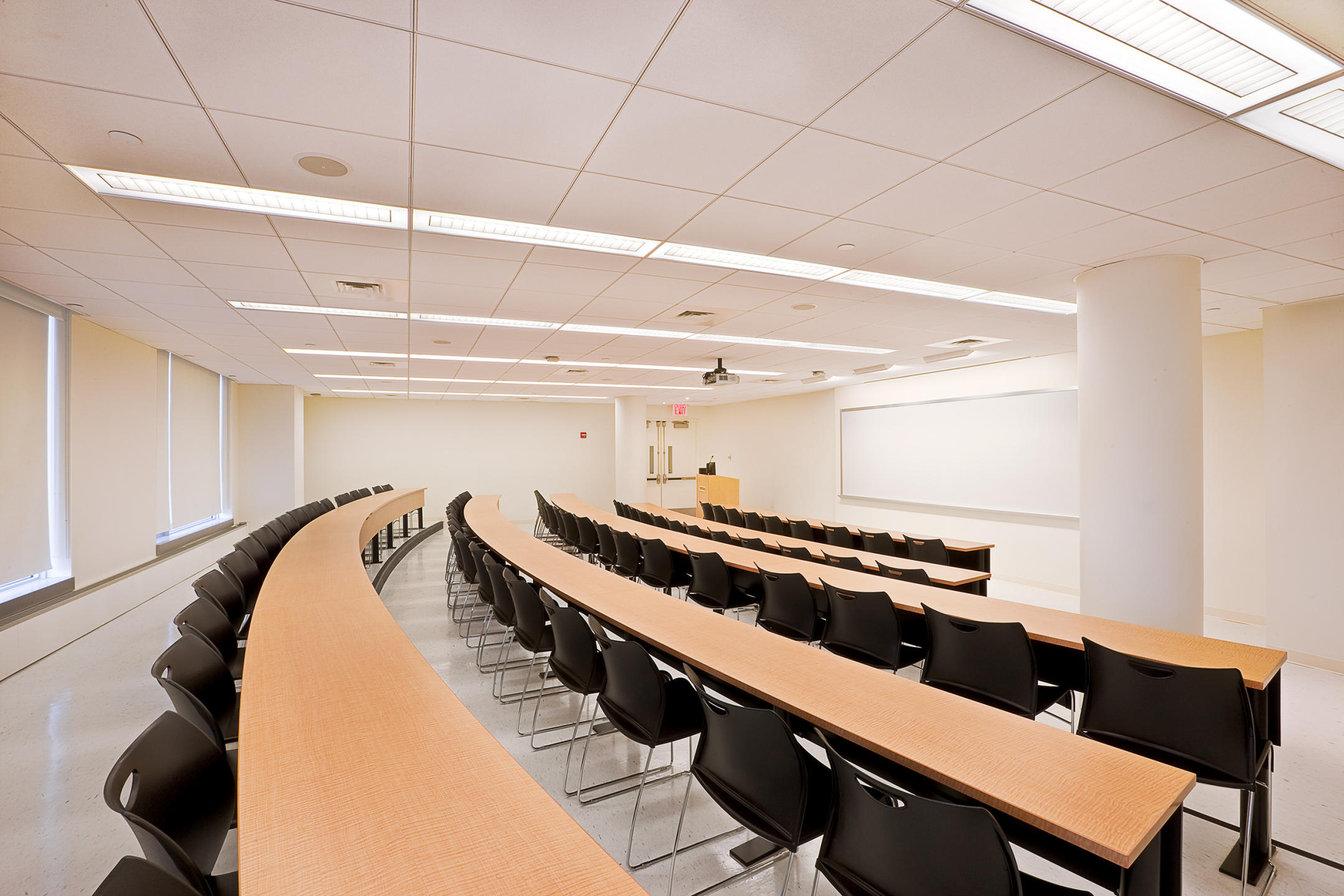 one of the classrooms featuring multi-level floor to give each student a better view of the front of the room : MBI Group NYC : New York NY Architectural Photographer | Interior and Exterior