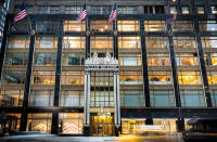 Front of the Fuller Building on 57th and Madison Avenue - NYC used on the website to set location for Dankner Milstein Lawfirm located in the Fuller Building - architectural exterior evening photograph - ©2025 Salem Krieger All Rights Reserved NYC Photographer