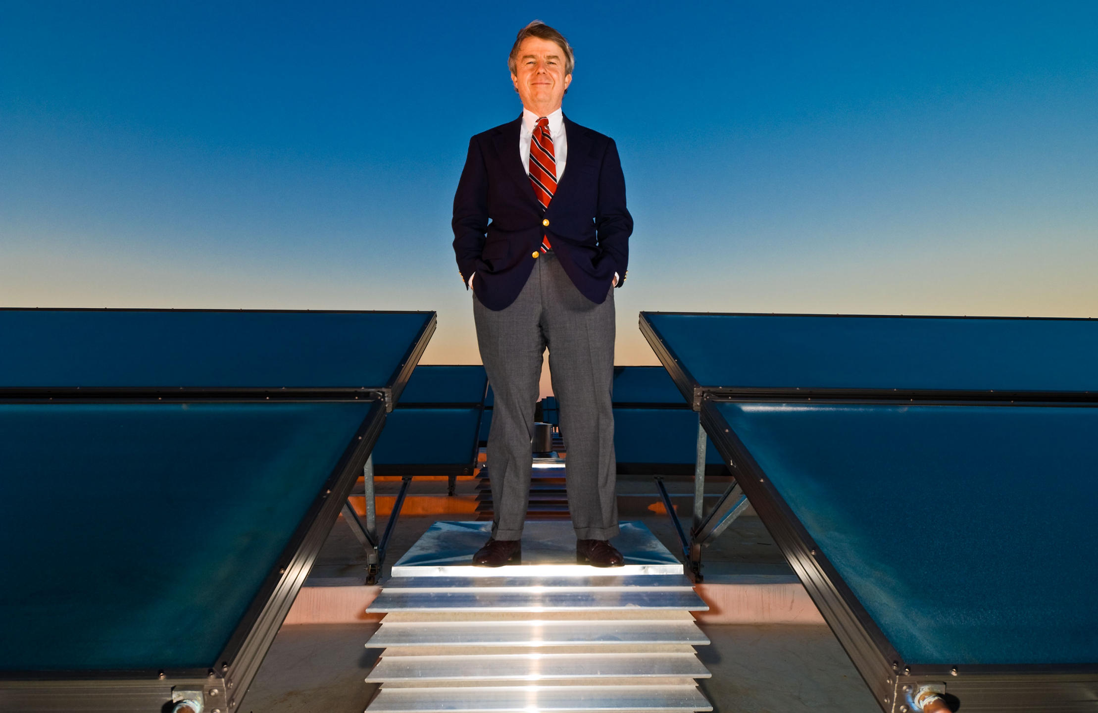 Proximity Hotel developer Dennis Quantance on the roof with over 100 solar panels. : Solar Powered Hotel  : New York NY Architectural Photographer | Interior and Exterior Photography