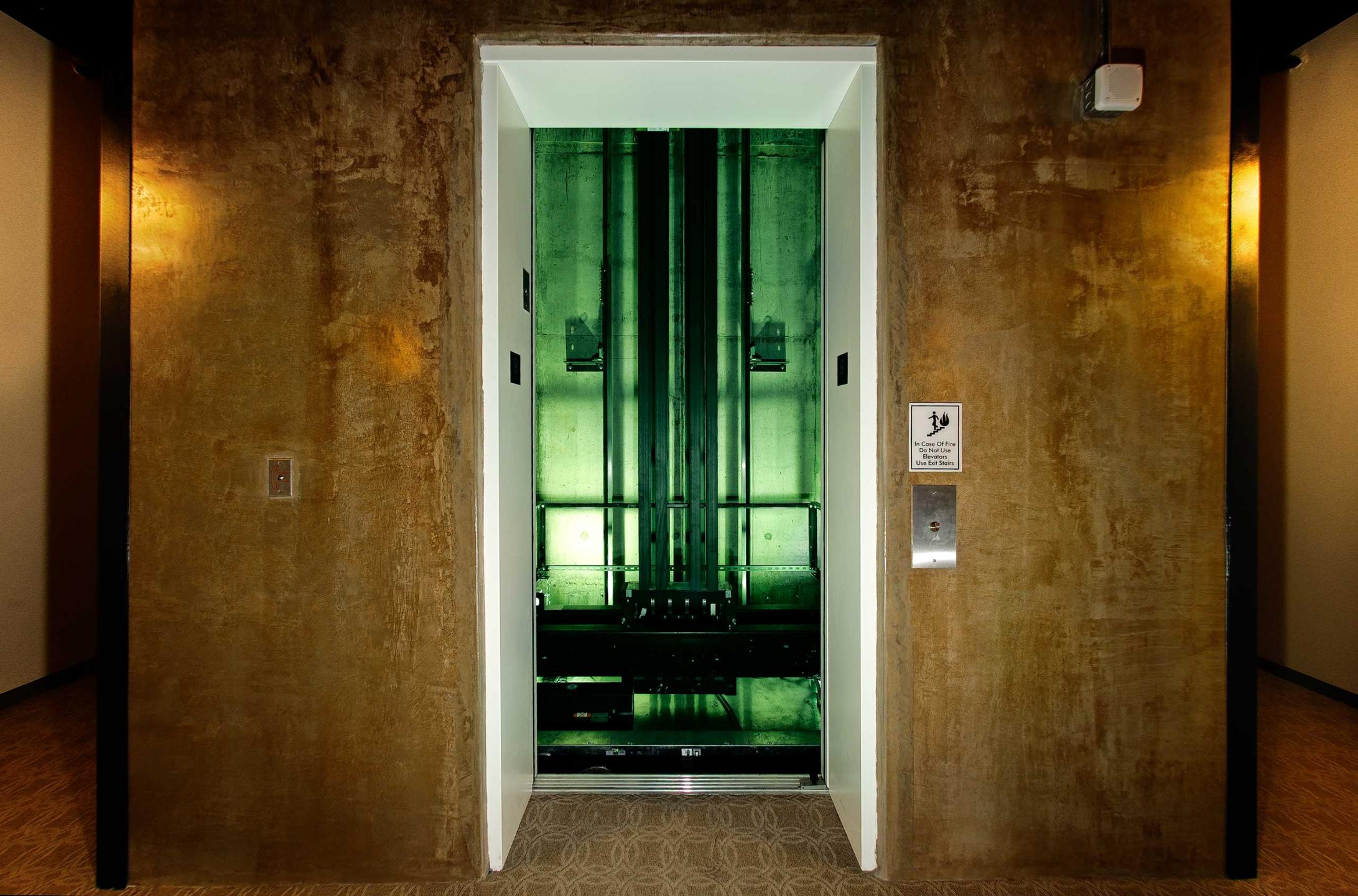 The Otis iGen elevator (without distortion)  : Solar Powered Hotel  : New York NY Architectural Photographer | Interior and Exterior Photography