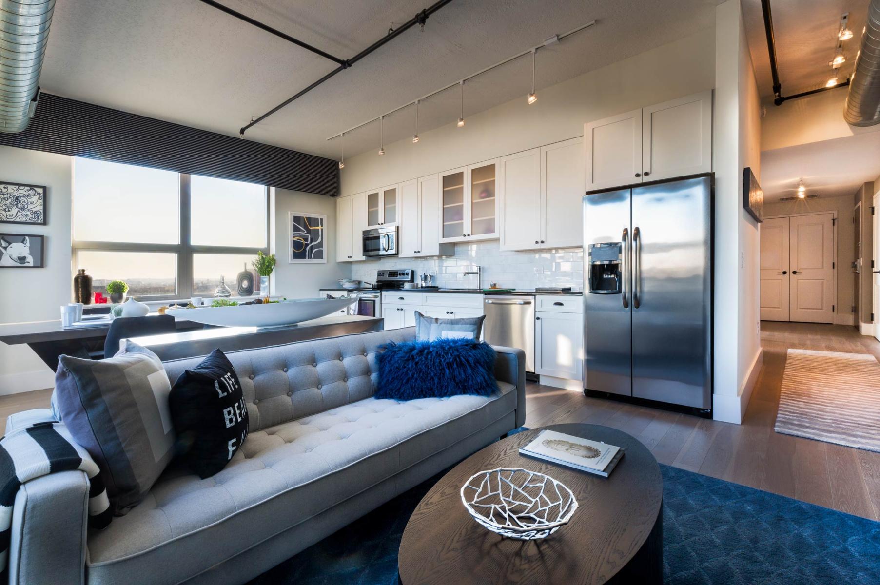 Soho Lofts - kitchen & relaxation area : Soho Lofts : New York NY Architectural Photographer | Interior and Exterior Photography