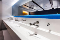 JFK Jamaica Airtrain Station - sinks with faucets that have a relationship shape to aircraft. - ©2025 Salem Krieger All Rights Reserved NYC Photographer
