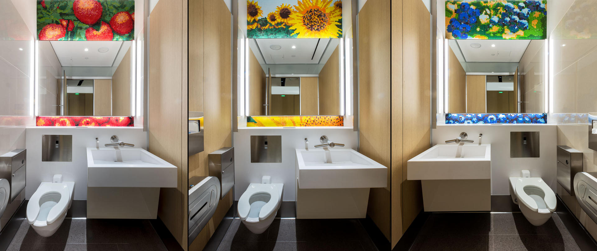 All Gender Restrooms - each stall has a unique set of artwork : Port Authority NYNJ : New York NY Architectural Photographer | Interior and Exterior Photography