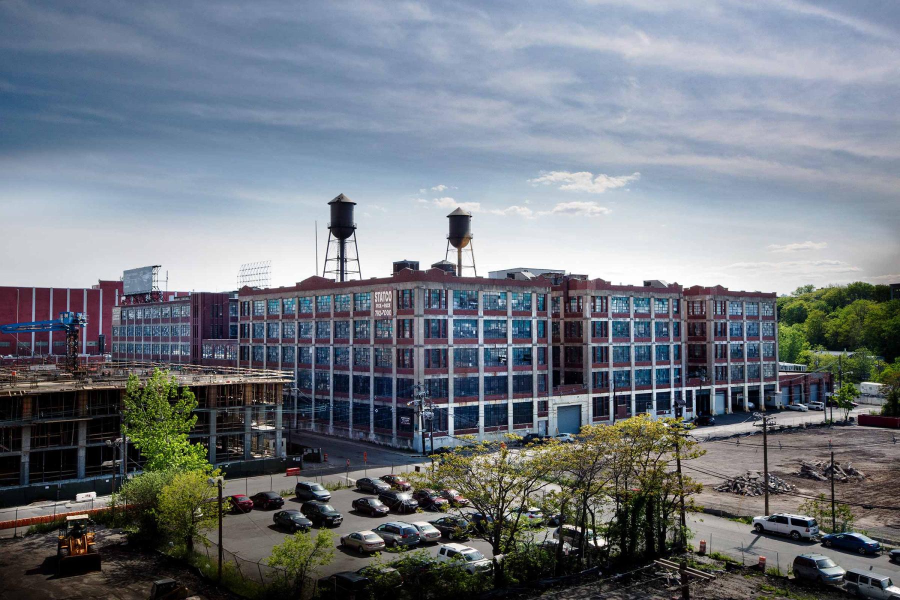 Drone view of the north side of the structure. : Emerson Radio Renovation : New York NY Architectural Photographer | Interior and Exterior
