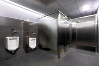 Men's washroom at the Local 32BJ HQ. - ©2025 Salem Krieger All Rights Reserved NYC Photographer