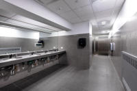 Men's washroom at the Local 32BJ HQ. - ©2025 Salem Krieger All Rights Reserved NYC Photographer