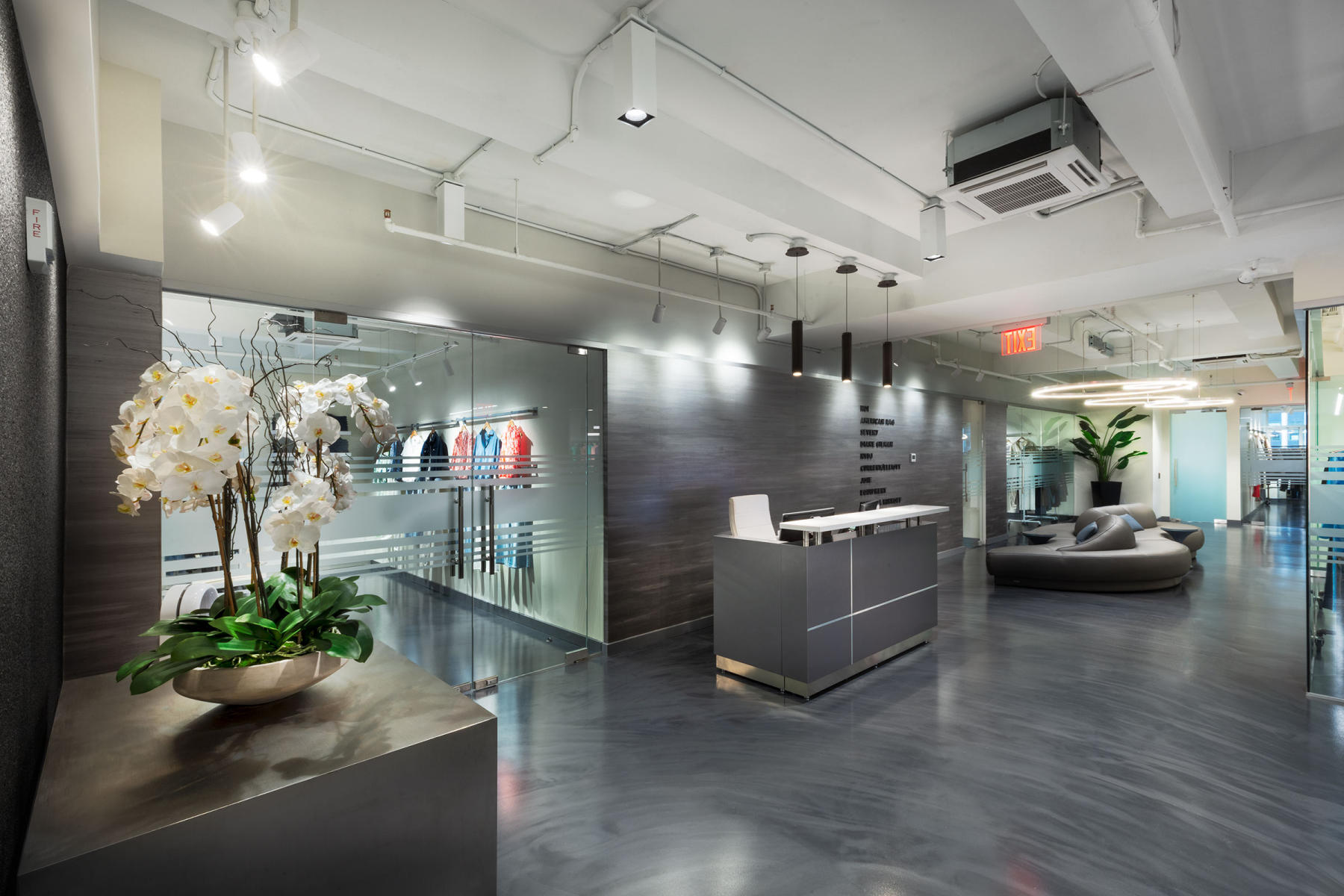 Lobby entrance on one of the 3 floors for this fashion brand company. : Dynamic Construction NY : New York NY Architectural Photographer | Interior and Exterior Photography