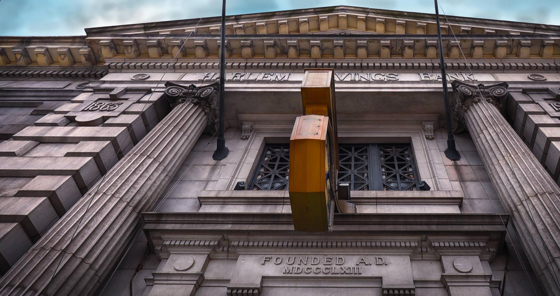 The Harlem Savings Bank on 125th Street in New York City featuring Halloway granite and a massive analog clock built in 1907. : Miscellaneous Architectural Projects : New York NY Architectural Photographer | Interior and Exterior Photography